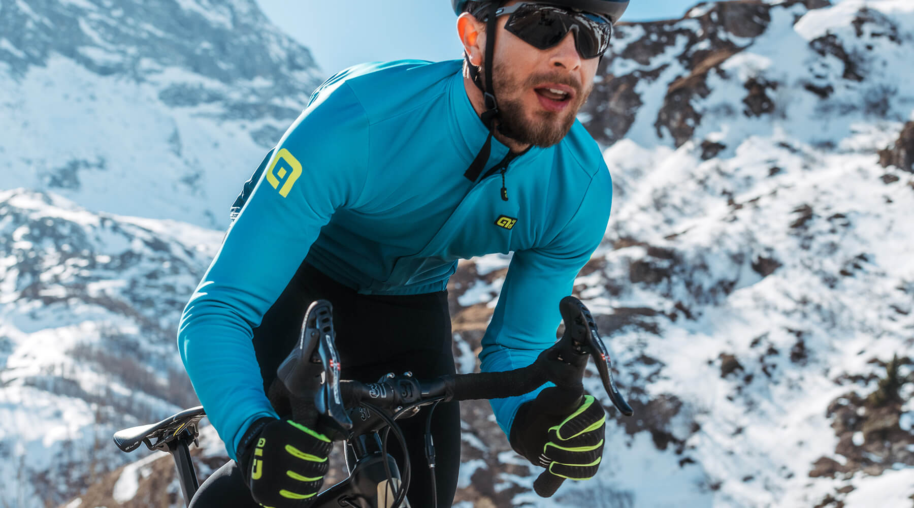 Men's Medium Alé Cycling Solid Color Block Winter Jacket 