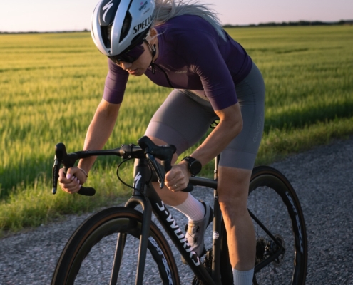 Kristi GripGrab summer evening ride near fields